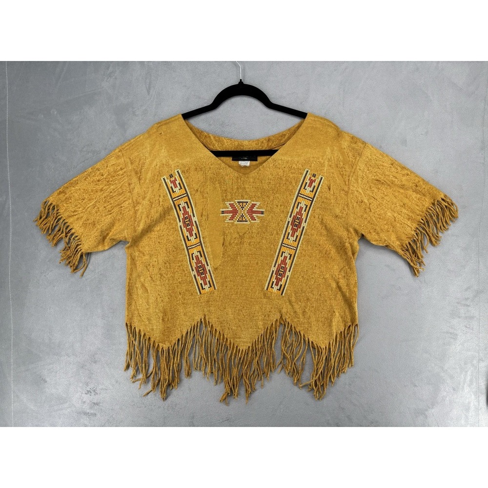 Trails of Thunder Boho Festival Western Tribal Beaded Fringe Cotton Cropped